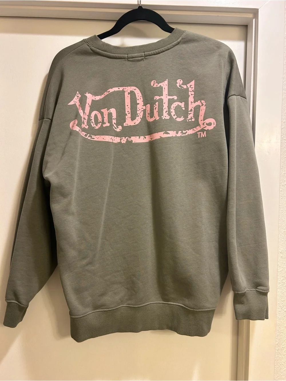 Von Dutch Men's Sage Green Crewneck Sweatshirt with Embroidered Logo